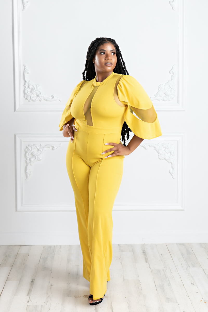 Gold top mesh jumpsuit