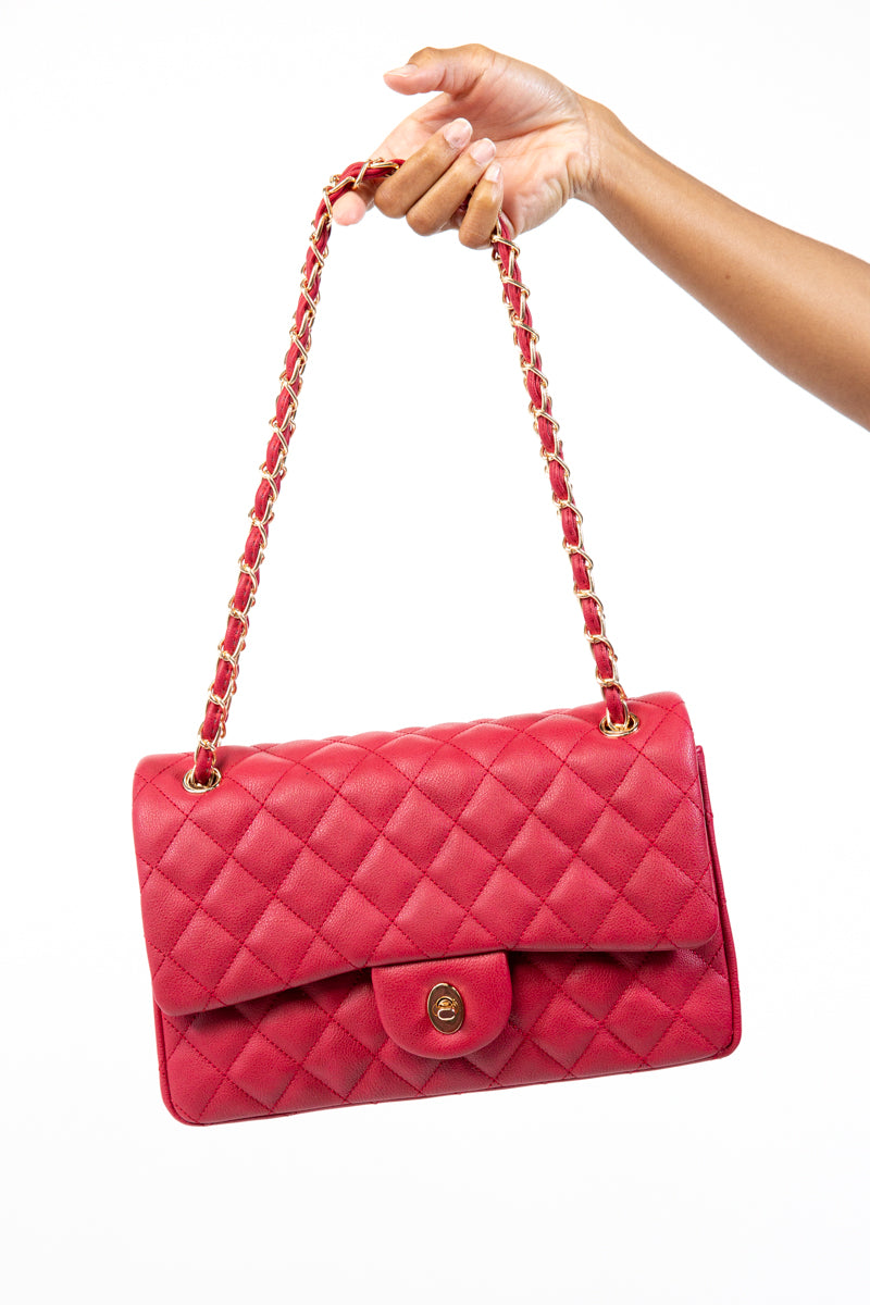 Loren Red Large Quilted Handbag