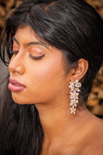 Crystal White Floral Dangle Earrings