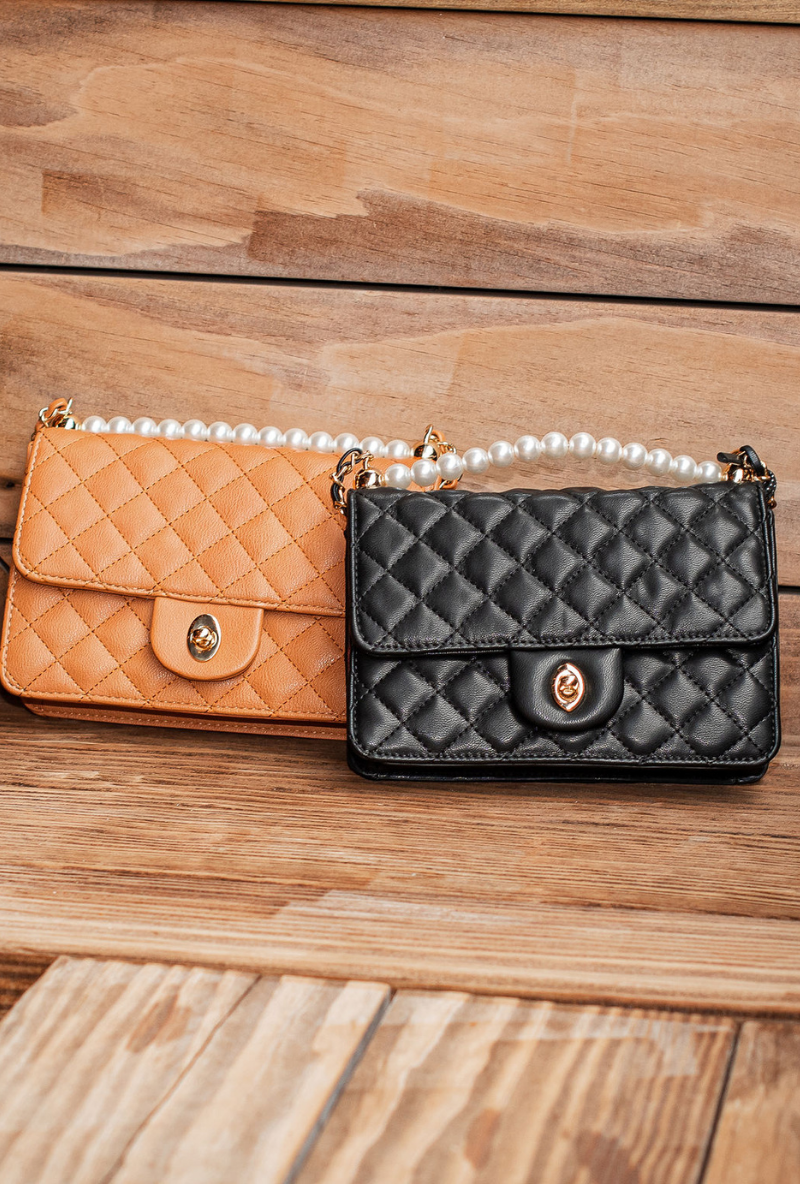 Luxey Quilted Vegan Leather Pearl Crossbody