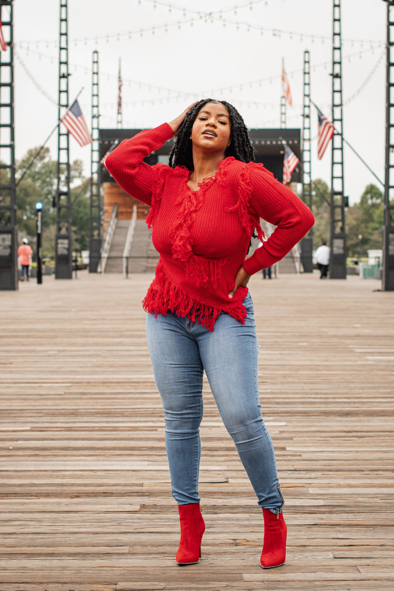 Plus size 2025 red sweater